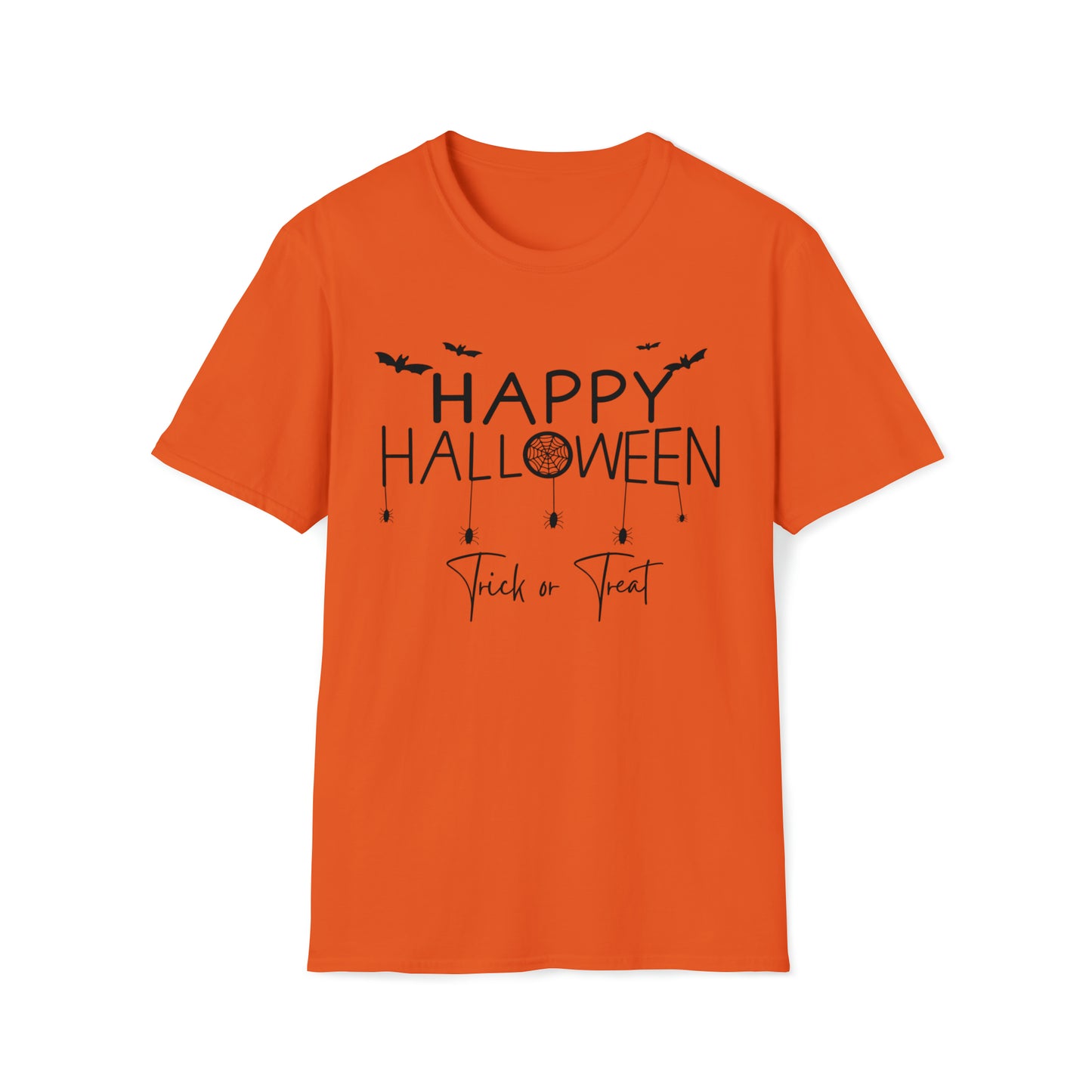 Trick or Treat Spiders and Bats Orange Unisex Softstyle T-Shirt